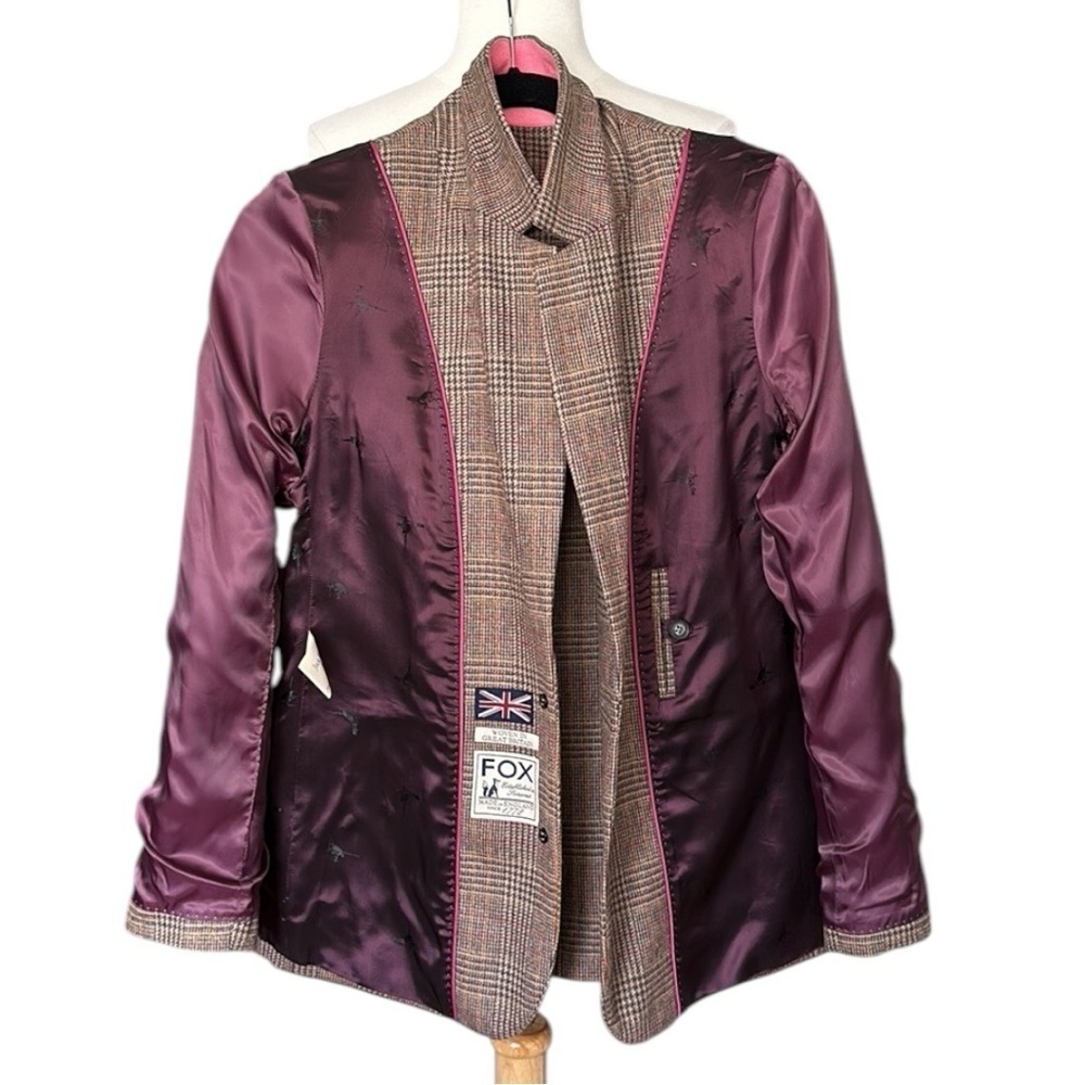 JACK WILLS Fox Brothers Lambswool Glen Plaid‎ Blazer British Tailored Jacket 6 - Picture 15 of 16